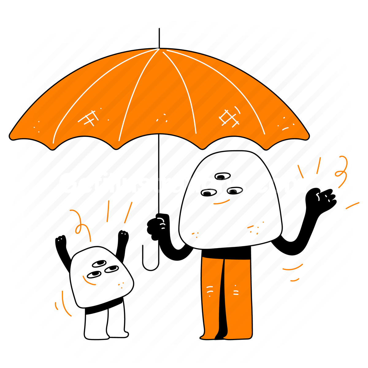 umbrella, child, parent, protect, shelter, raining, security